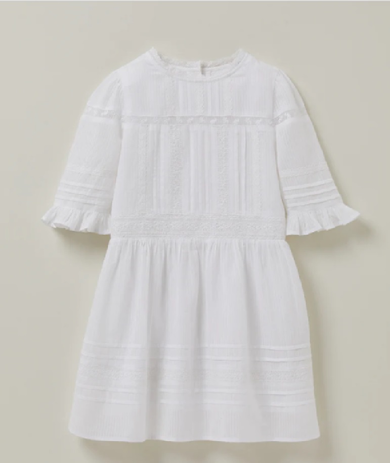 GIRLS POPLIN BRODERIE ANGLAISE DRESS		

