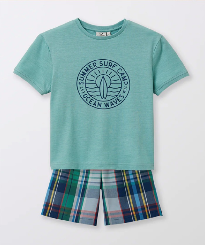 100% ORGANIC COTTON T-SHIRT AND MADRAS CHECKS SHORTS