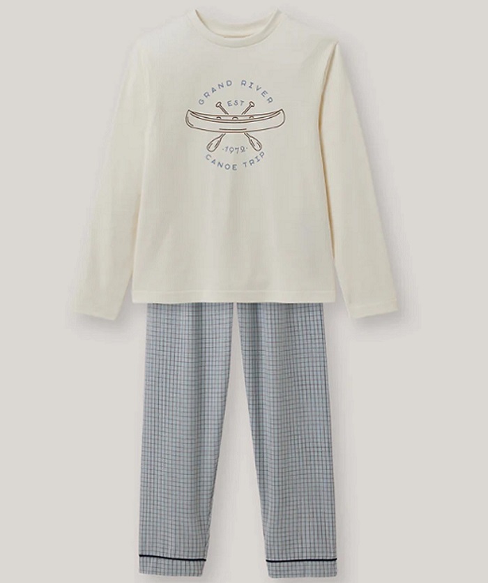 cotton jersey t-shirt  with poplin pants	

